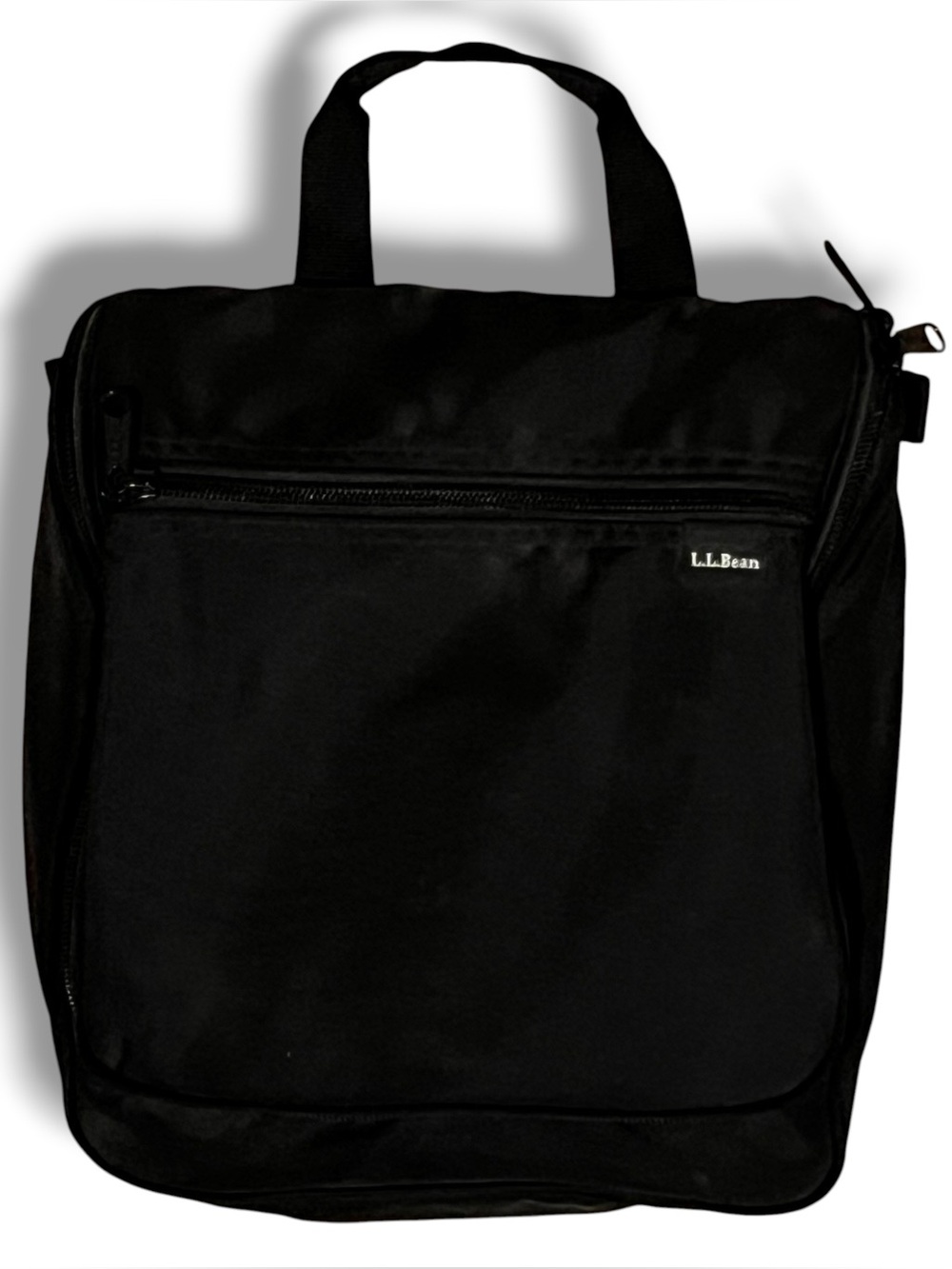 L.L. Bean Black Nylon Hanging Toiletry Folded Multi-function Wash Travel E-7